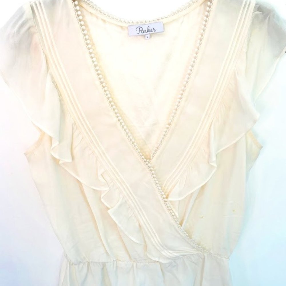 Parker Creme Ruffle Blouse